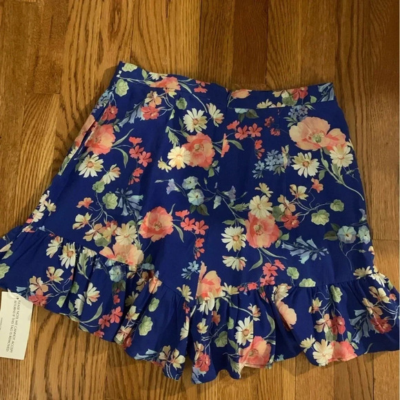 NWT Yumi Kim Blue Floral Ruffle Skort Size L - Picture 6 of 9
